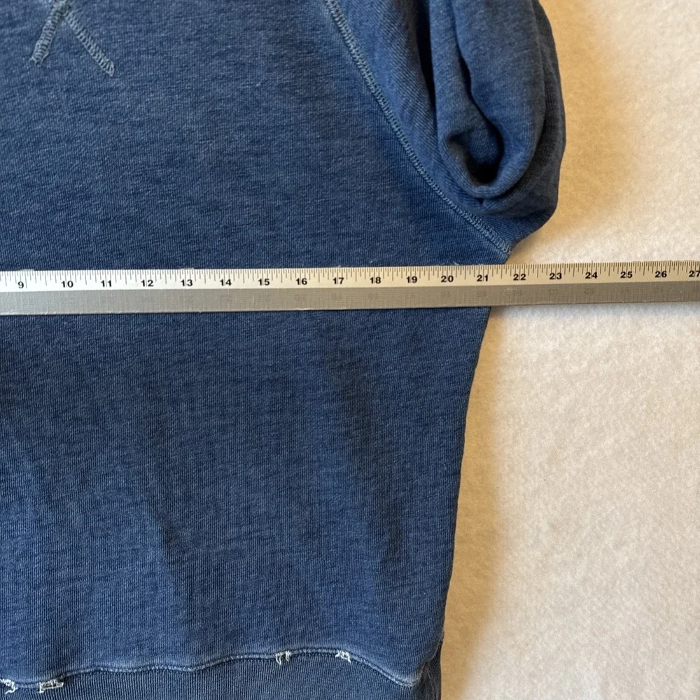 Rivet & Thread J Crew Distressed Thrashed Ripped Indigo Blue Sweatshirt M Grunge